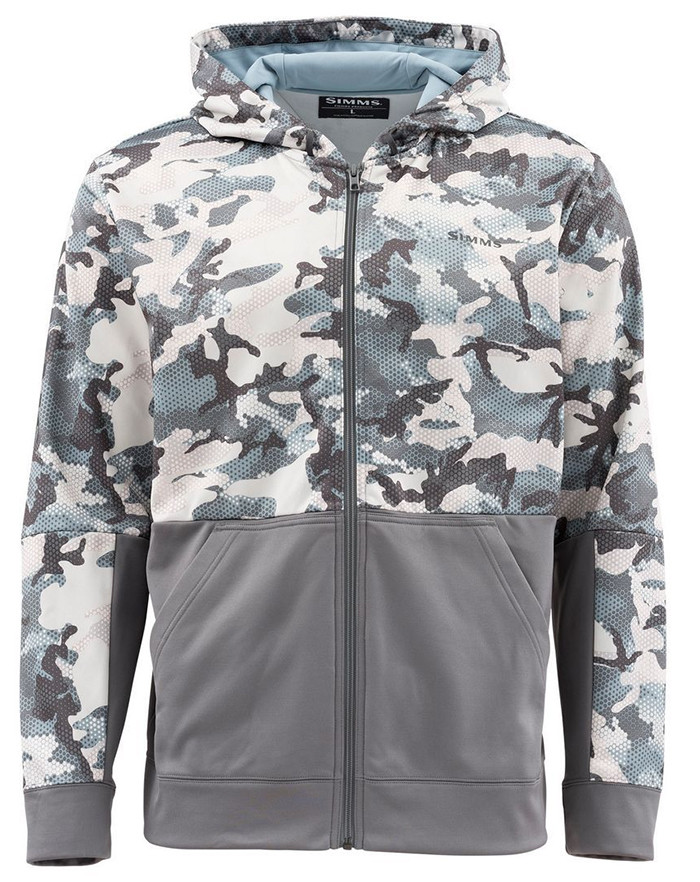 Simms Challenger Full Zip Hoody - Hex Flo Camo Grey Blue