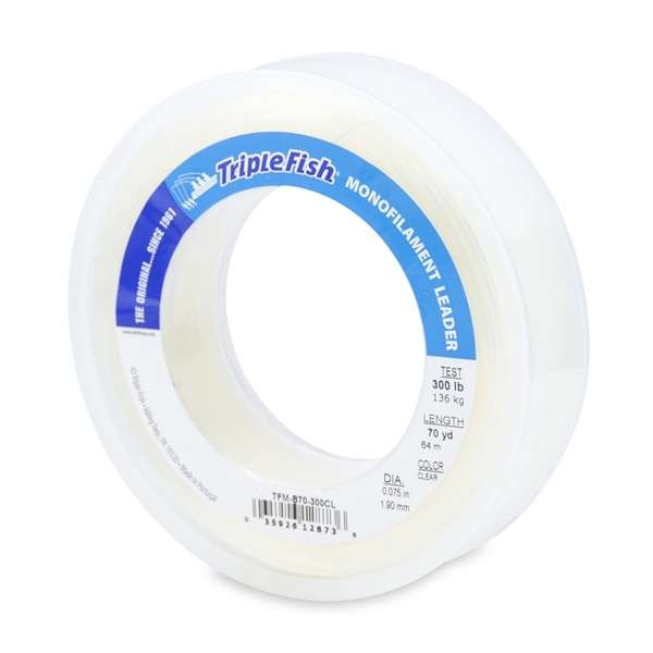 Triple Fish Monofilament Leader 50yds Clear 300lb Test - TackleDirect