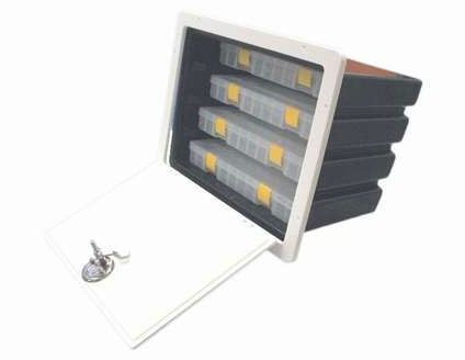 Deep Blue Flush Mount Drawer Tackle Storage Side Hinge White