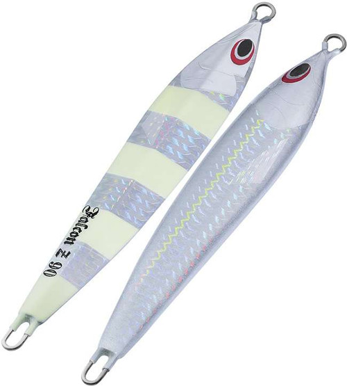 Sea Falcon Z Slide Jig - 180g - Silver Zebra Glow - TackleDirect