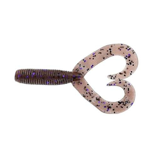 Yamamoto Double Tail Grub - 4in - Cin w/Blk and Purp Flk