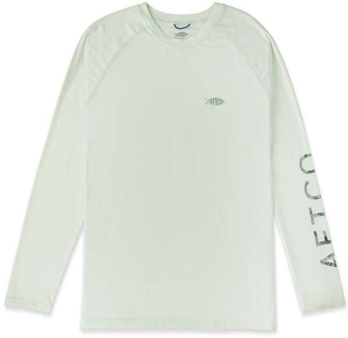 Aftco Samurai Long Sleeve Sun Protection Shirt Canary Green Heather  Large