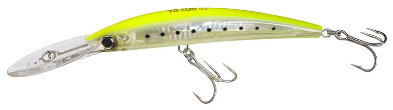 Yo-Zuri Crystal 3D Minnow Deep Diver (F) - Chartreuse Silver