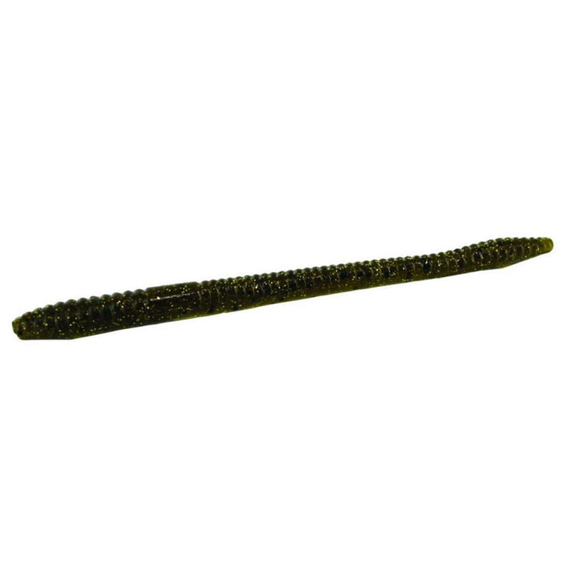 Zoom Finesse Worm Bait 4-1/2in Green Pumpkin Gold - TackleDirect