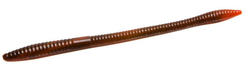 Zoom Trick Worm Bait - 6-1/4in - Brown Orange Swirl - TackleDirect