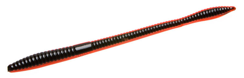 Zoom Trick Worm Bait 6-1/4in Red Black Core - TackleDirect