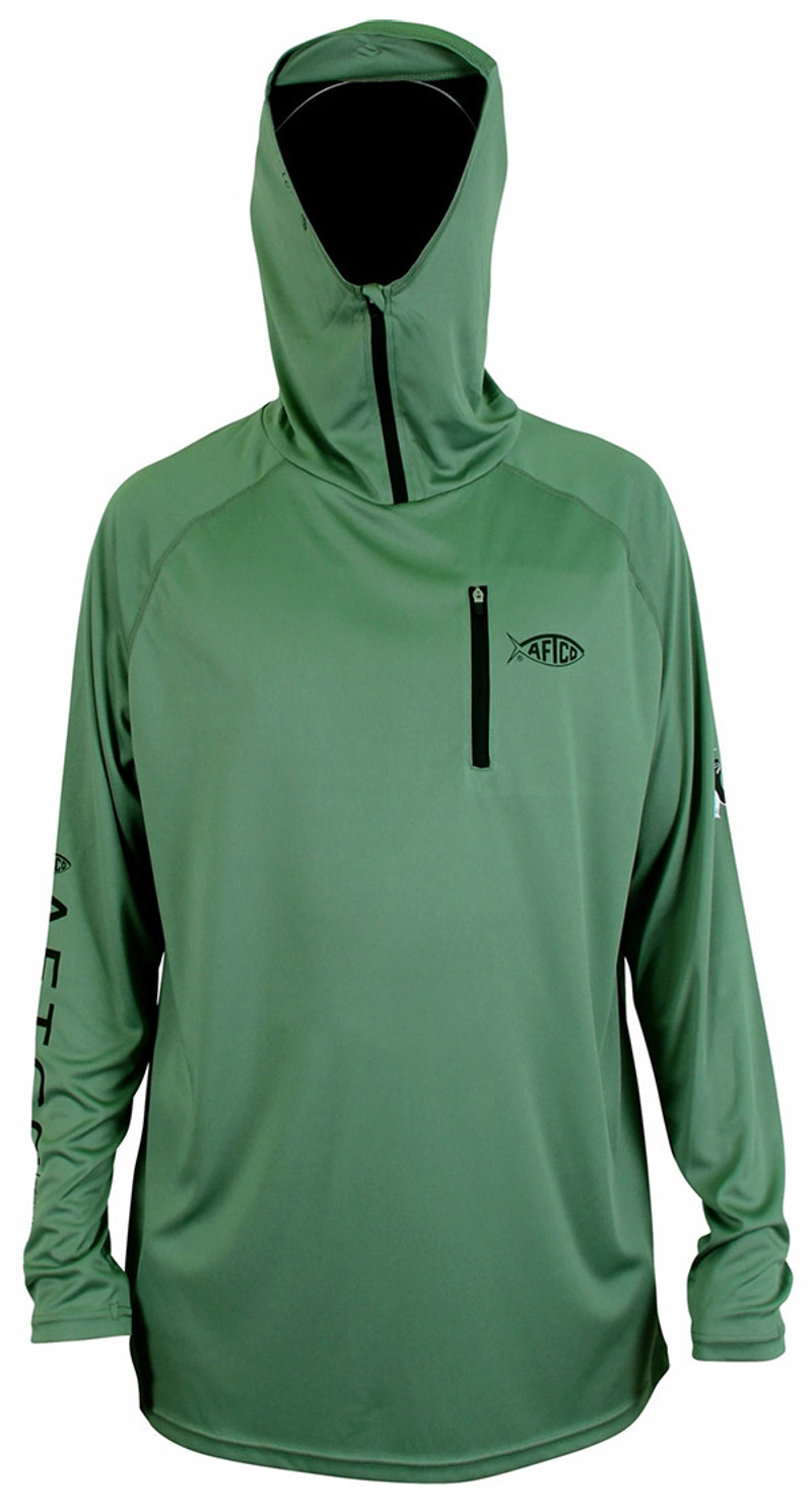 AFTCO Jason Christie Hooded LS Performance Shirt - Olive - 2x