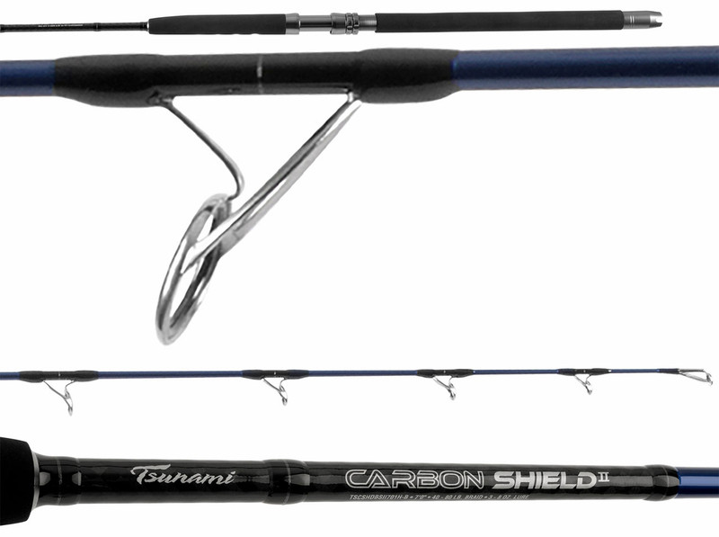 tsunami carbon shield 2 rod 8ft III Spinning TSCSHDIII701MH Tsunami Carbon Shield II Spinning Rods are designed with Fuji K Guides with Fazlite inserts Tsunami Carbon Shield II 7'