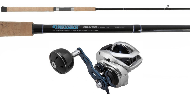 TackleDirect TDSSC701MHT Silver Hook/Shimano TRX300AHG TranX Baitcasting  Combo