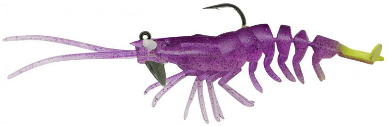 Savage Gear 3D Shrimp RTF - 3-1/2in - Plum Chartreuse - TackleDirect