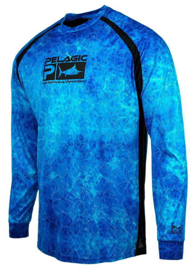 Chemise De Pêche PELAGIC Vaportek Homme – Bleu, Motif Hexagonal, Capuche, Taille M (occasion)