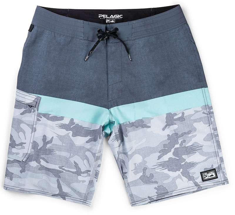 Pelagic Blue Water Camo Fishing Shorts - Grey Fish Camo - 38