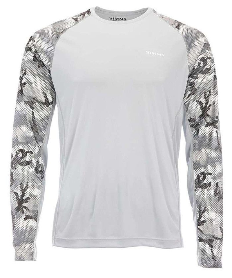 Simms Solarflex Long Sleeve Crewneck Print - Hex Flo Camo Steel - X-Large