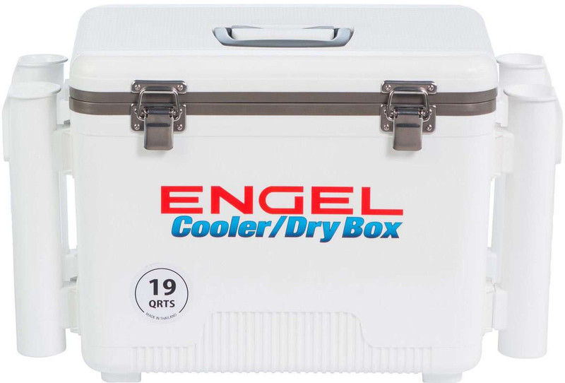 Engel UC19-RH Cooler/Dry Box w/Rod Holders - 19qt White - TackleDirect