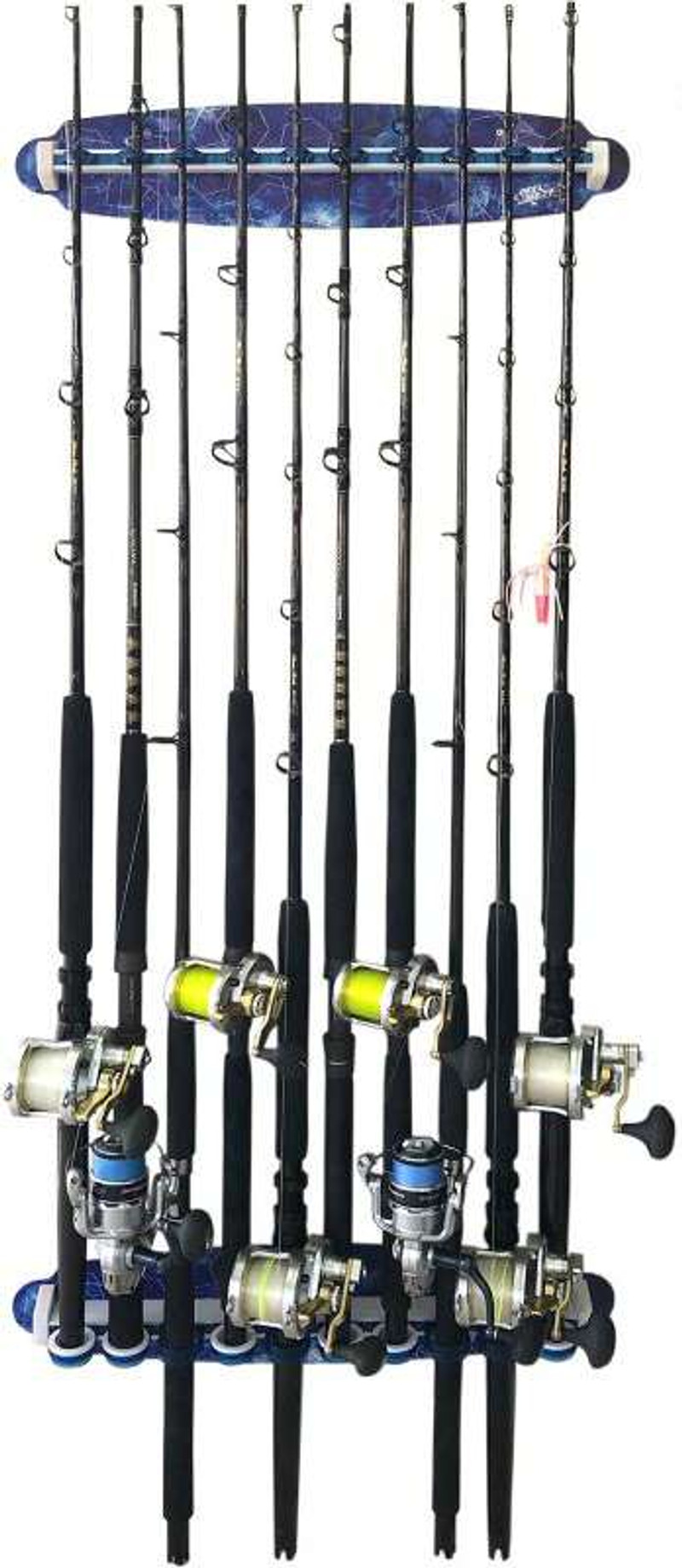  Reel Salty 10-Rod Offshore/Inshore Waterproof Fishing Pole  Holders, Marine-Grade Oversized Saltwater Fishing Rod Wall Shelf :  Everything Else