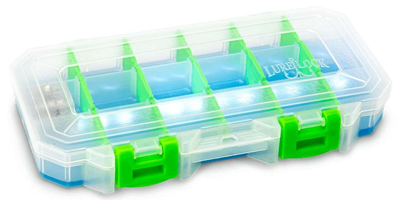 Lure Lock Deep Box w/Trays & Ocean Blue Tak Liner, Clear/Green