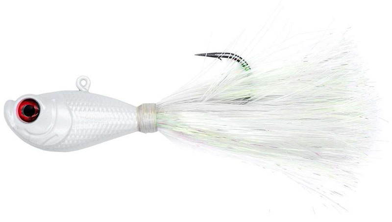 Intent Tackle Mylar Series Bucktail Jig Saltwater Fishing Lure, White /  Chartreuse, 4 oz 