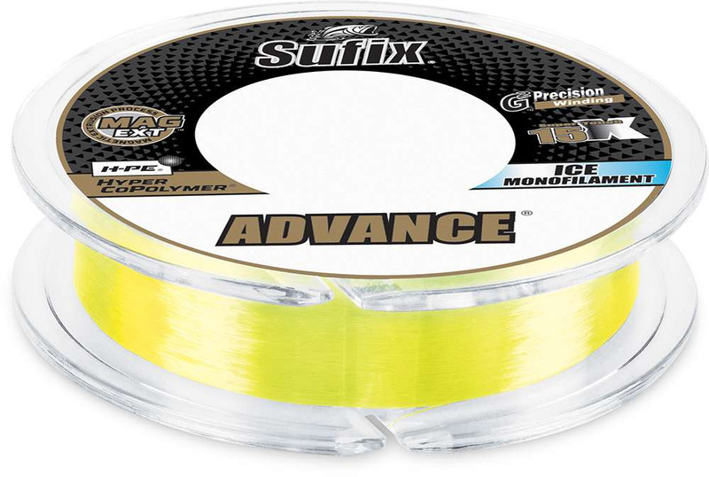 Sufix Advance Ice Monofilament - 100yds - Neon Lime - 8lb - TackleDirect