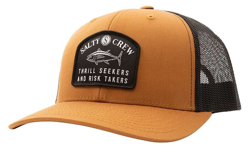 Salty Crew Fishmonger Retro Trucker Hat - Camel Black / One Size