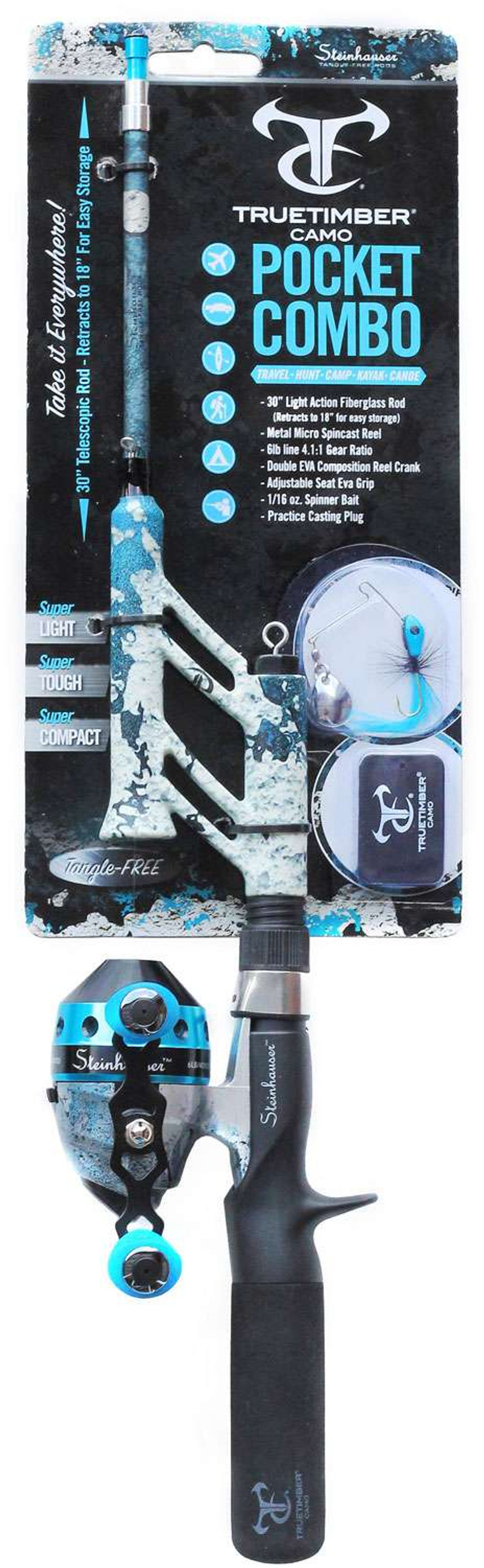 Realtree Pocket Combo Micro Telescopic Fishing Rod & Spincast Reel