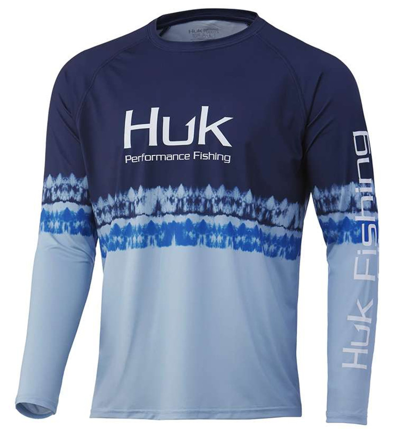 Huk Salt Stripe Pursuit Long Sleeve Shirt - Porcelain Blue - 3X