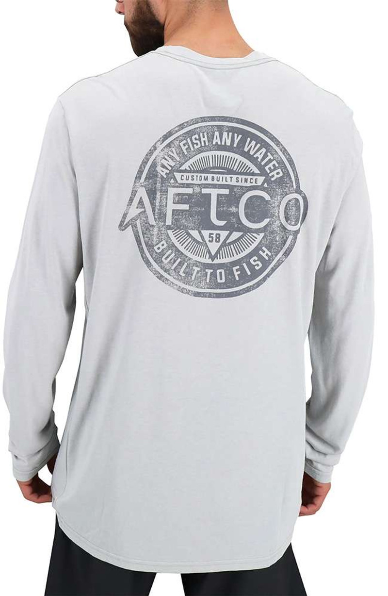 Aftco Rogue Long Sleeve Performance Shirt - Light Gray Heather