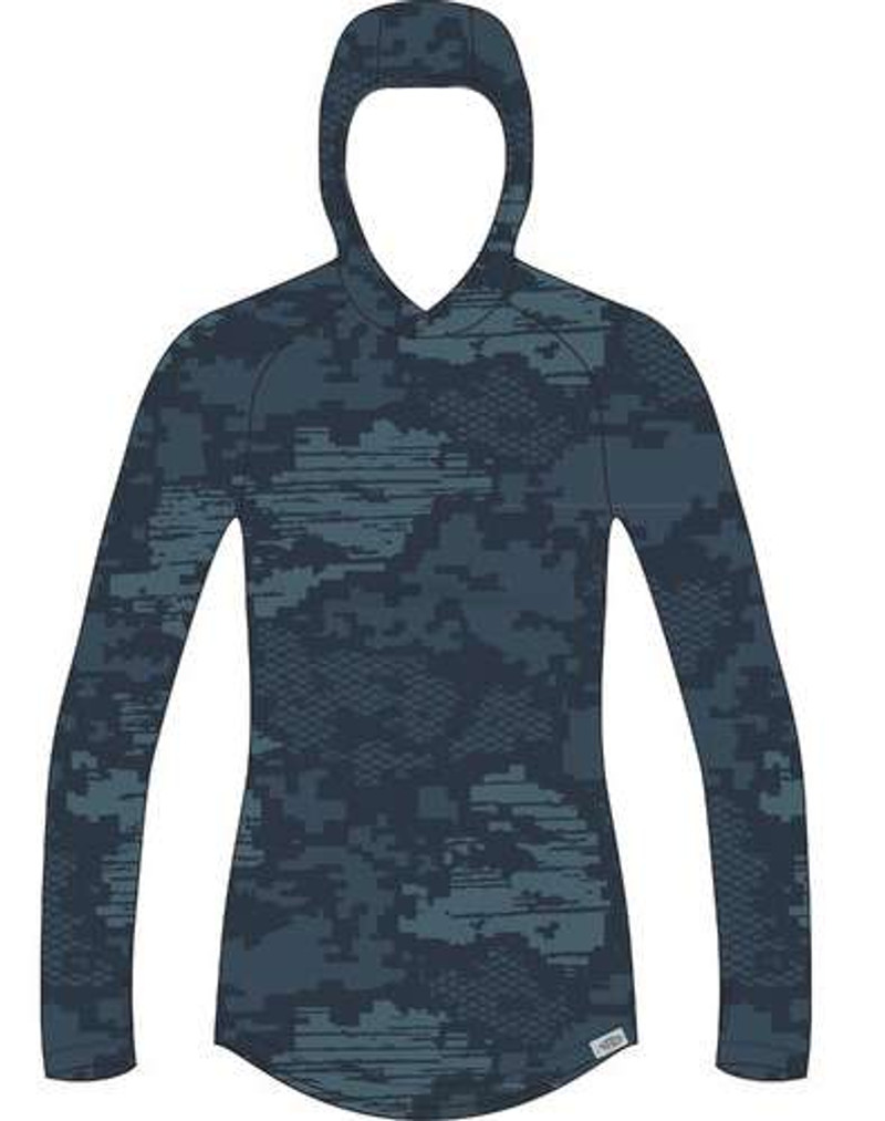 Aftco Womens Tactical Camo Hooded Shirt - Navy Digi Camo - Large -  TackleDirect
