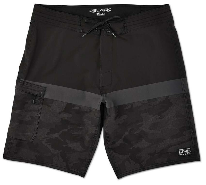 Pelagic Blue Water Fish Camo Stacked Fishing Shorts - Black - 32 ...