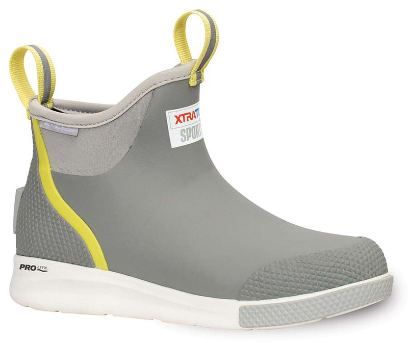 Xtratuf Womens Ankle Deck Sport Boot - Gray/Yellow - 6 - TackleDirect