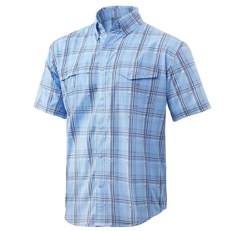 Huk Tide Point Fish Plaid Short Sleeve Shirt - TackleDirect