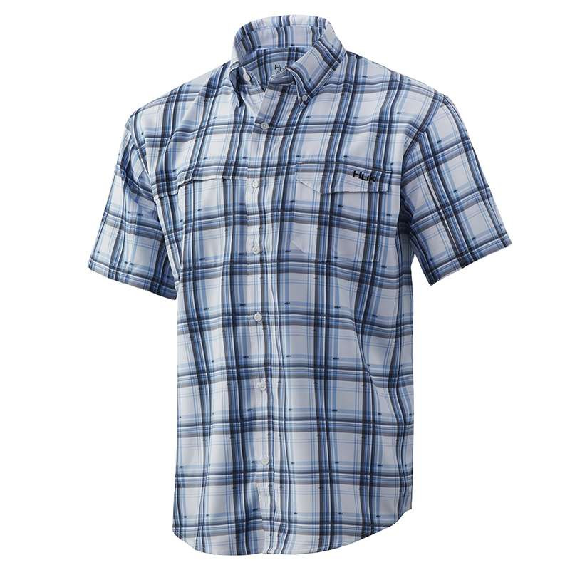 HUK Men's Medium Tide Point Woven Plaid SS Button Down Fishing Shirt for  sale online