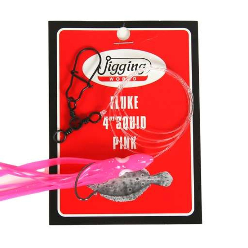 Jigging World Fluke Rig with 4 Squid White