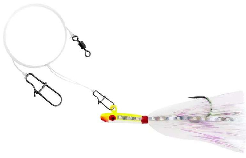 Tsunami Glass Minnow Jigging Rig - Pink/White