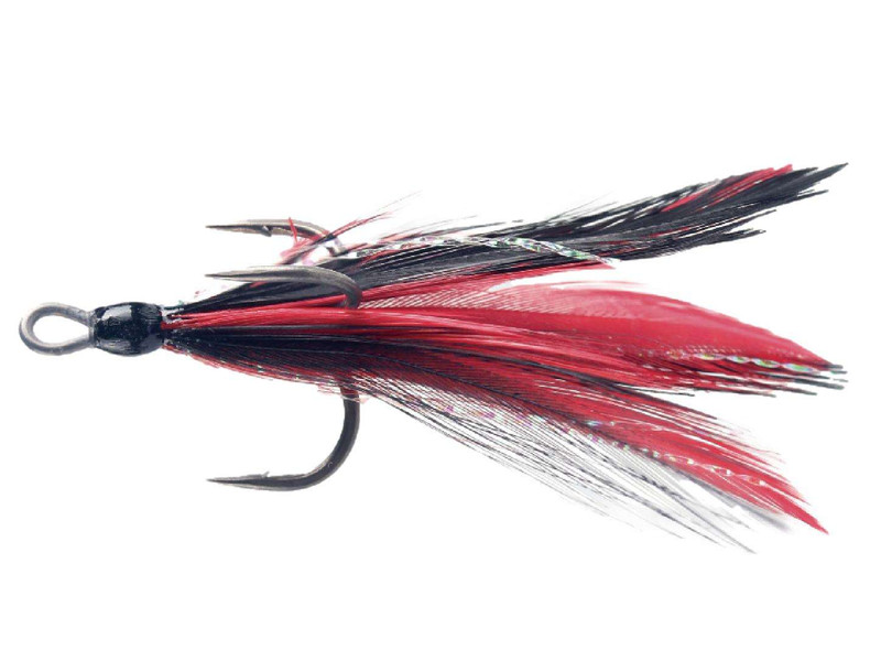 BKK Feathered Spear-21 SS Treble Hooks - Black/Red - #6