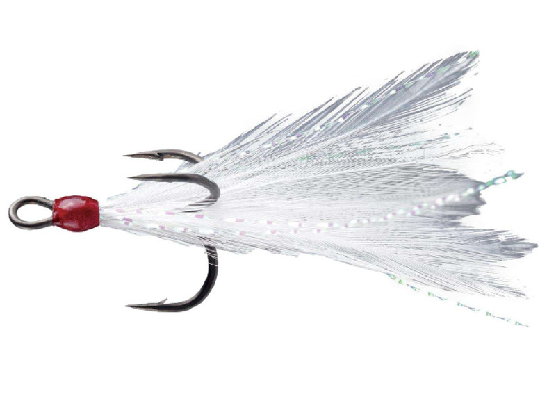 BKK Feathered Spear-21 SS Treble Hooks - White - #6