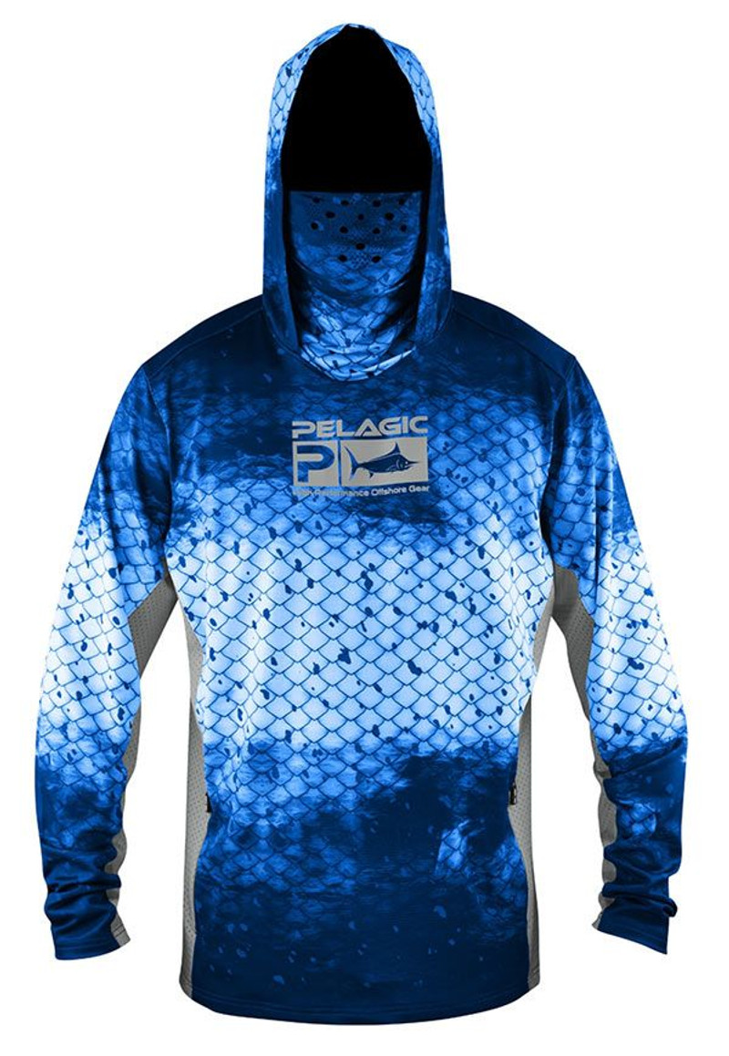 Реглан Pelagic Exo-Tech Hooded Fishing Shirt XXXL ц:blue dorado hex - Killa