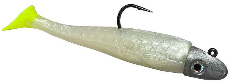 RonZ Z-Fin Original Series Rigged Paddletail - Pearl White/Chartreuse