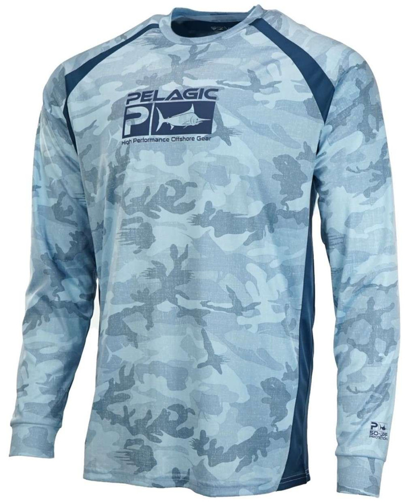 Pelagic VaporTek L/S Shirt - Fish Camo Slate - 3X-Large - TackleDirect