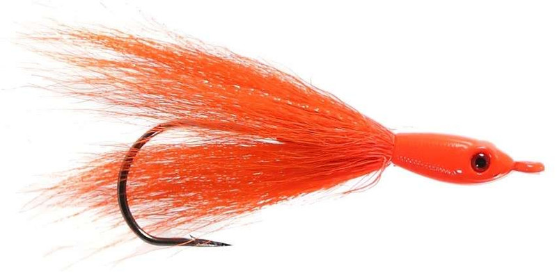 BT 02-Orange Green Buck Tail Jig – Big Eye Spinnerbaits