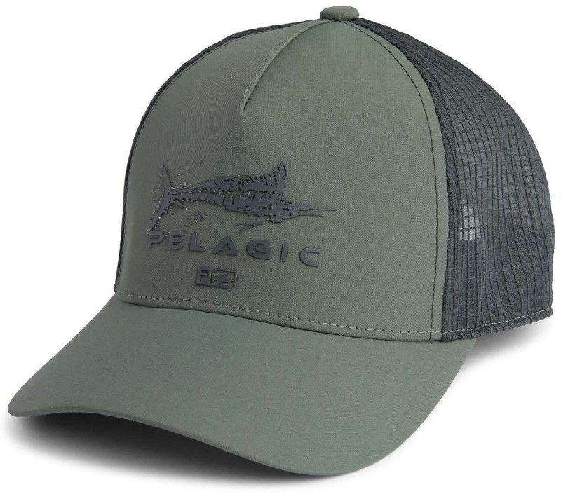 Pelagic Fishing Hat Black White Mesh Snapback One Size Authentic