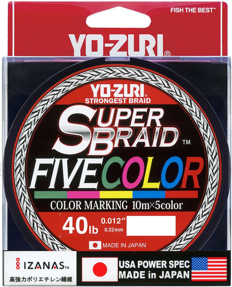 Yo-Zuri SuperBraid 330yd YZSB40LB5C330Y Five Color