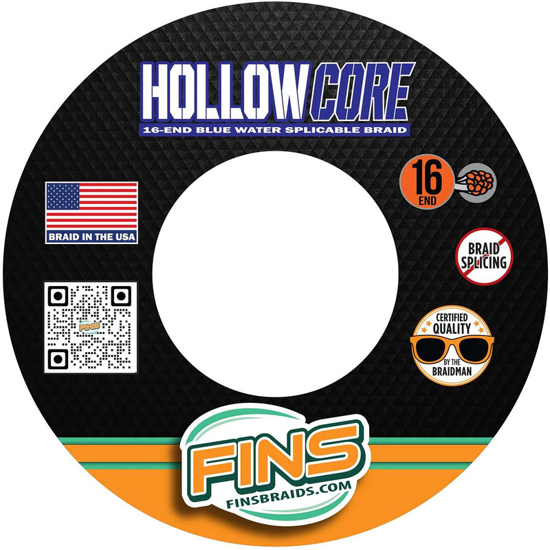 FINS Hollow Core Braided Line - White - 150lb - 300yd - TackleDirect