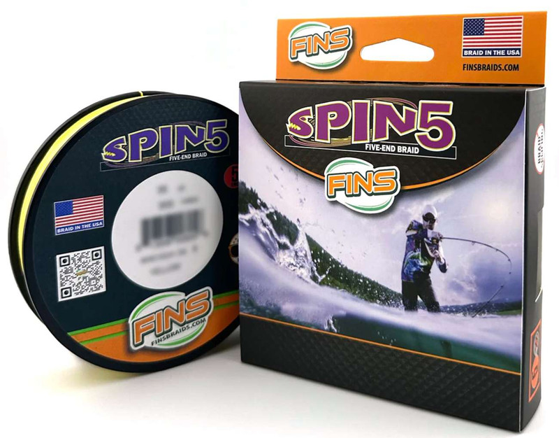 FINS Spin5 Braided Line - Yellow - 10lb - 1500yd