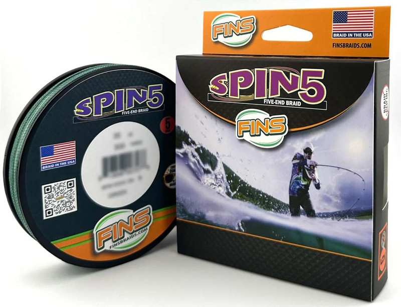 FINS Spin5 Braided Line - Green - TackleDirect