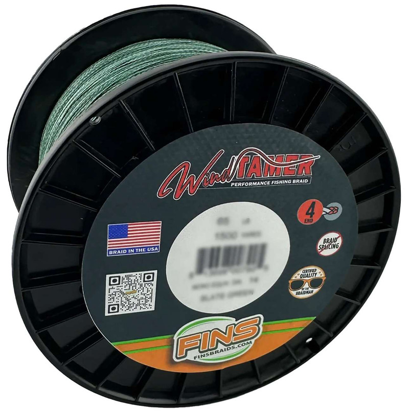 FINS Windtamer Braided Line Slate Green - TackleDirect