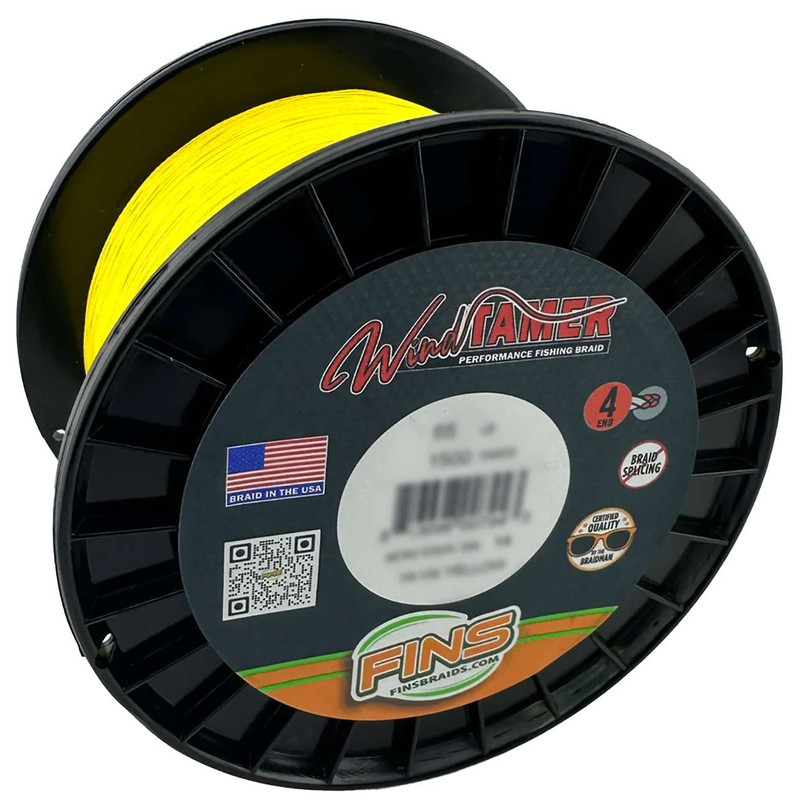 FINS Windtamer Braided Line Hi-Vis Yellow 20lb - 4000yd - TackleDirect