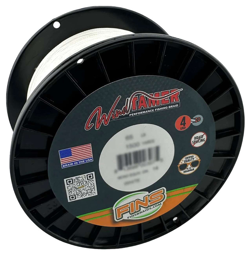 FINS Windtamer Braided Line - White - 6lb - TackleDirect