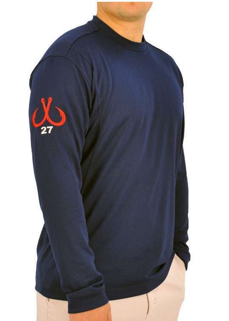 Montauk Tackle Crew Neck MTCDryprotect Shirt Navy TackleDirect