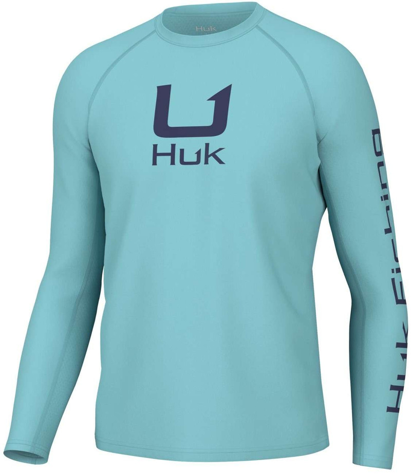 Huk Mens Icon Crew LS Fishing Shirt - MrBl - Large - TackleDirect