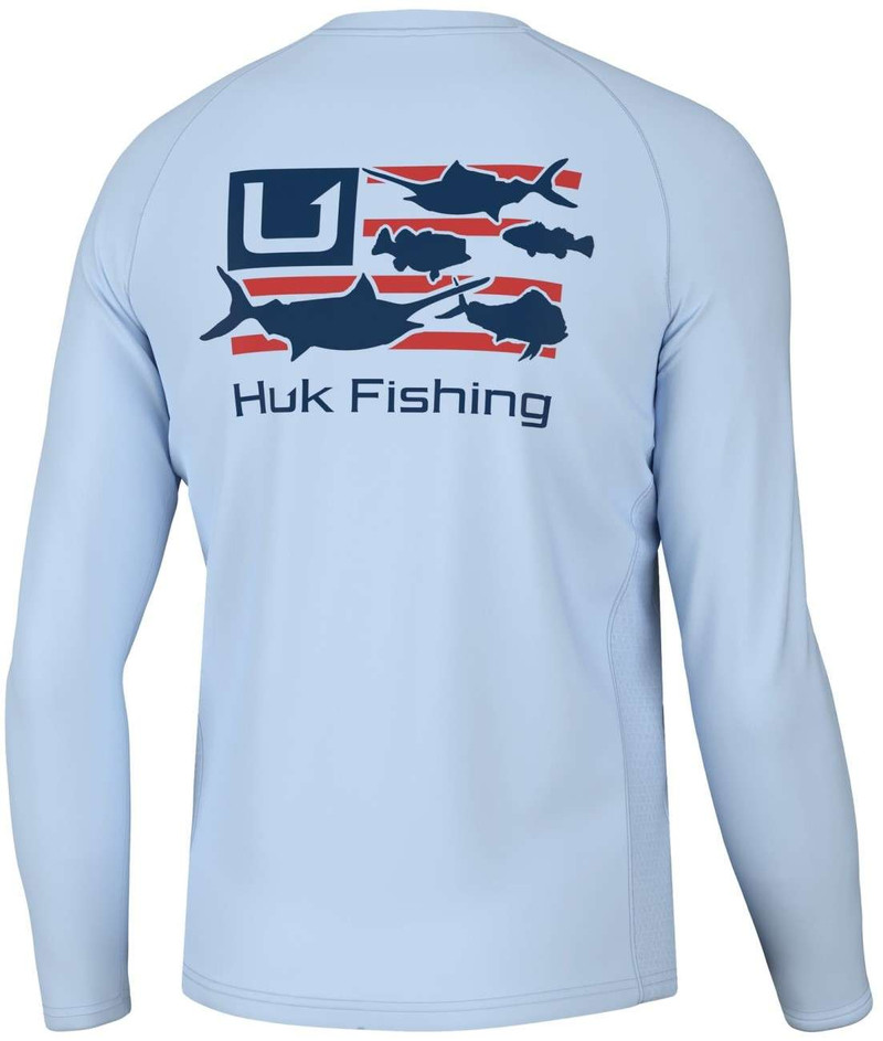 Huk Men's X Bass Pursuit Medium White Long Sleeve Performance Fishing Shirt